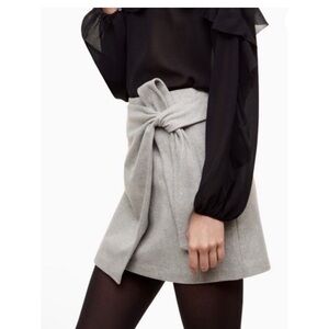 Aritzia Wilfred Front Tie Wool Cashmere Blend Skirt Light Grey Size 2
